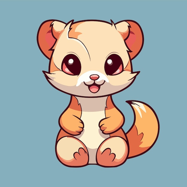 Cute Vector Ferret Cartoon Character