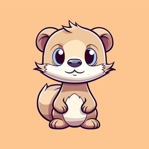 Cute Vector Ferret Cartoon Character