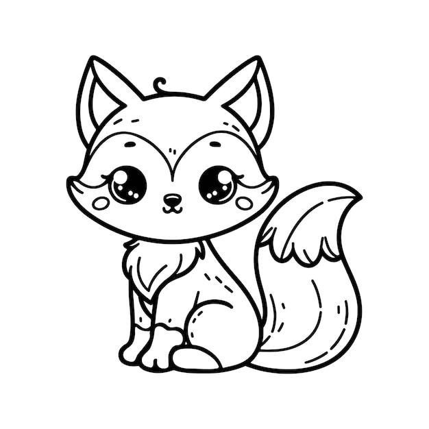 Vector cute vector fox for coloring