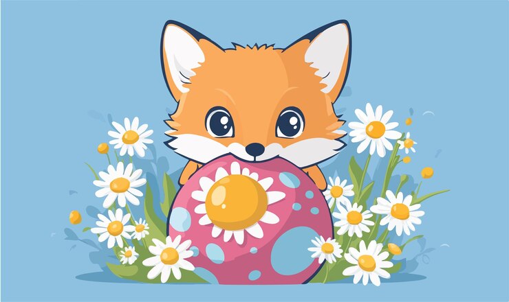Vector cute vector icon of a fox cub peeking out