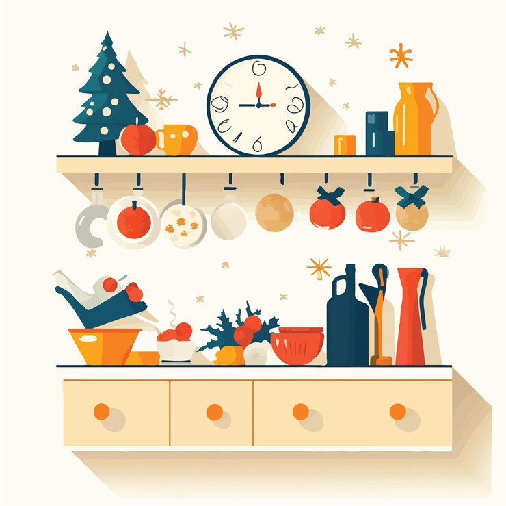 Vector 새해 준비 터 일러스트를 위한 귀여운 터 아이콘