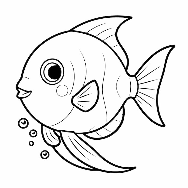 Vettore carina illustrazione vettoriale angelfish disegnata a mano per bambini piccoli