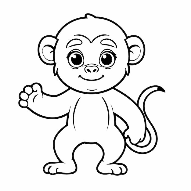 Vector cute vector illustration baboon drawing for toddlers colouring page