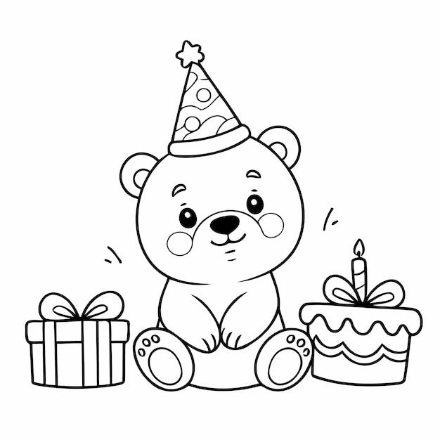 Cute vector illustration bear doodle colouring activity for kids
