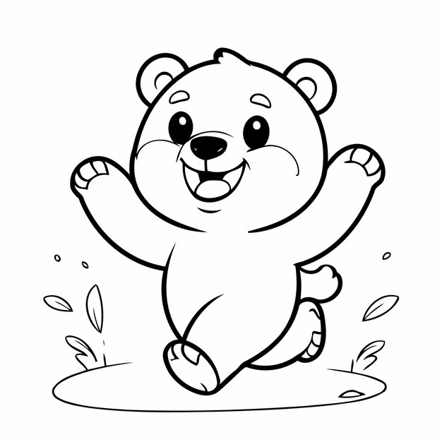 Vector cute vector illustration bear doodle for kids coloring worksheet