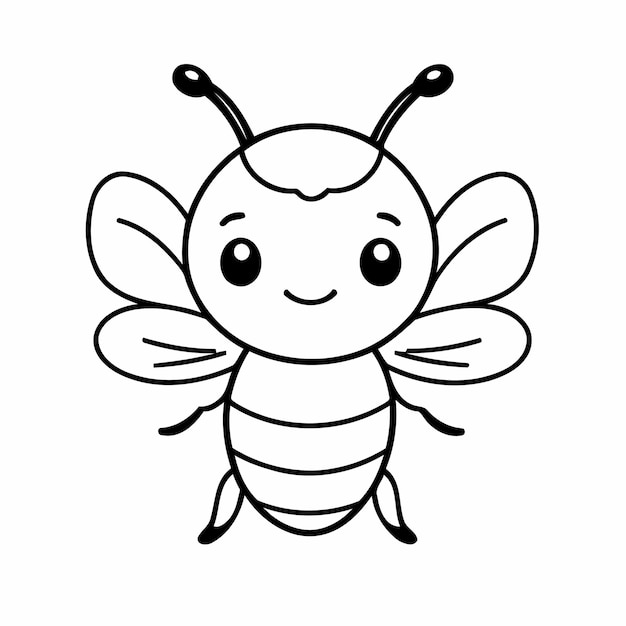 Cute vector illustration Bee for kids colouring page