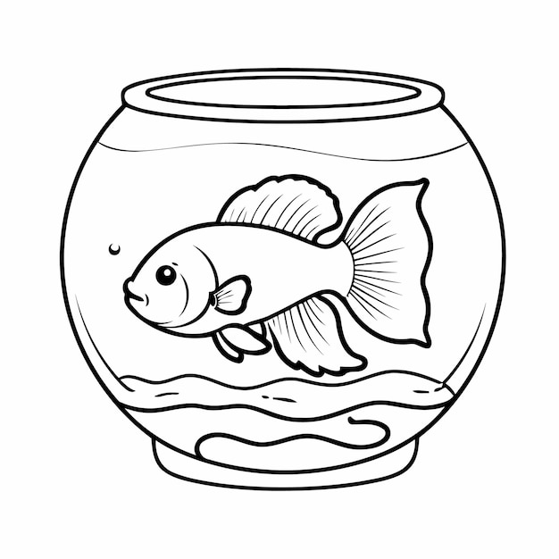 Vector cute vector illustration betta hand drawn for kids page