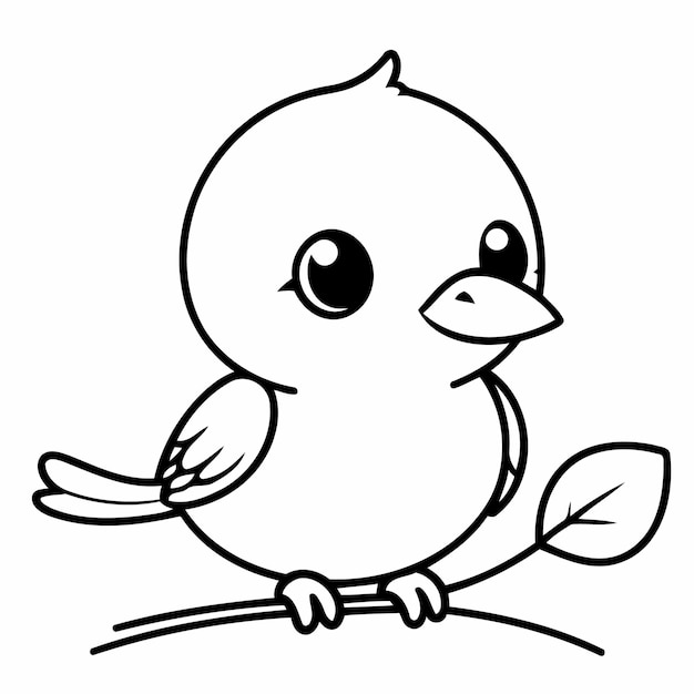 Vector cute vector illustration bird doodle for kids colouring page
