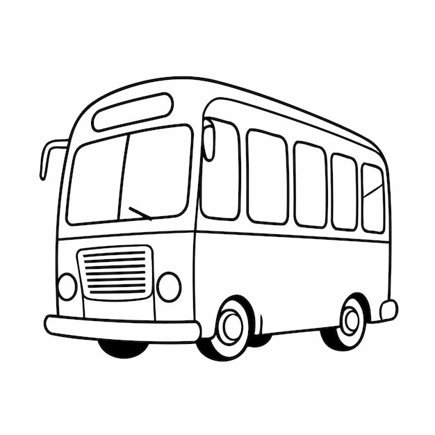 Vettore pagina da colorare disegno di autobus illustrato vettoriale per bambini piccoli