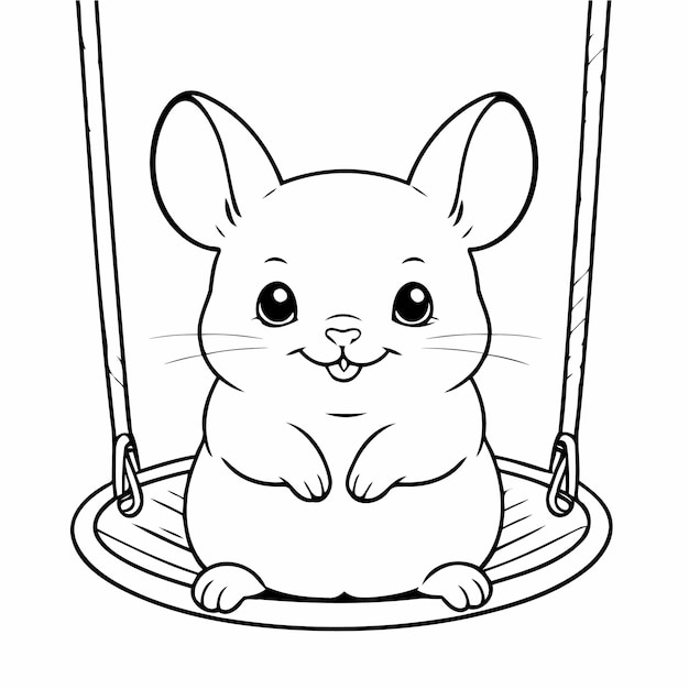 Vector cute vector illustration chinchilla drawing for children page