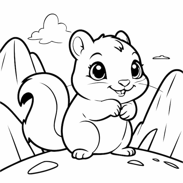 Cute vector illustration Chipmunk drawing for toddlers book