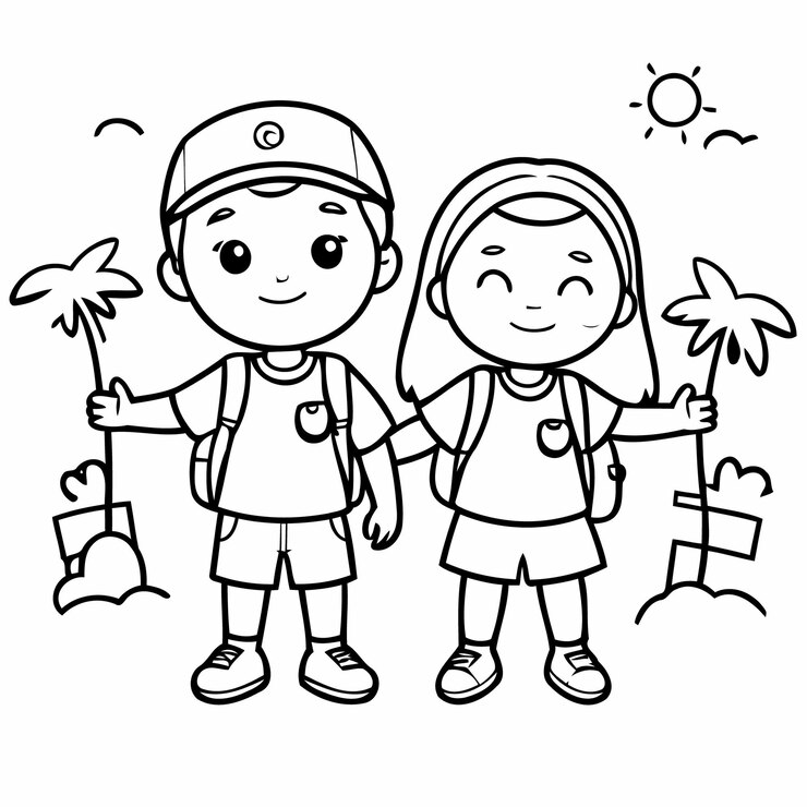Premium Vector | Cute vector illustration Couple doodle for kids