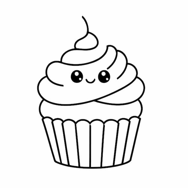 Cute vector illustration Cupcake doodle for children worksheet