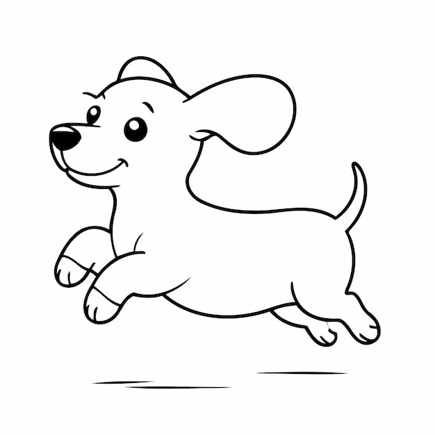 Vector cute vector illustration dachshund for kids coloring activity page