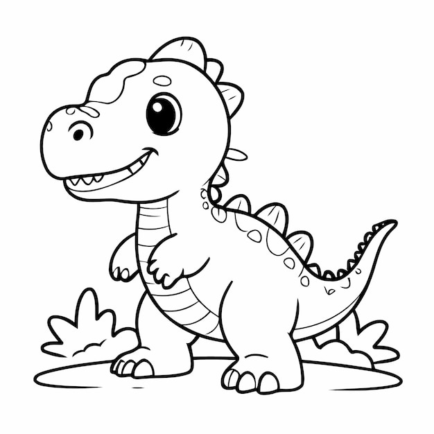 Vettore carina illustrazione vettoriale dino disegnata a mano per bambini pagina