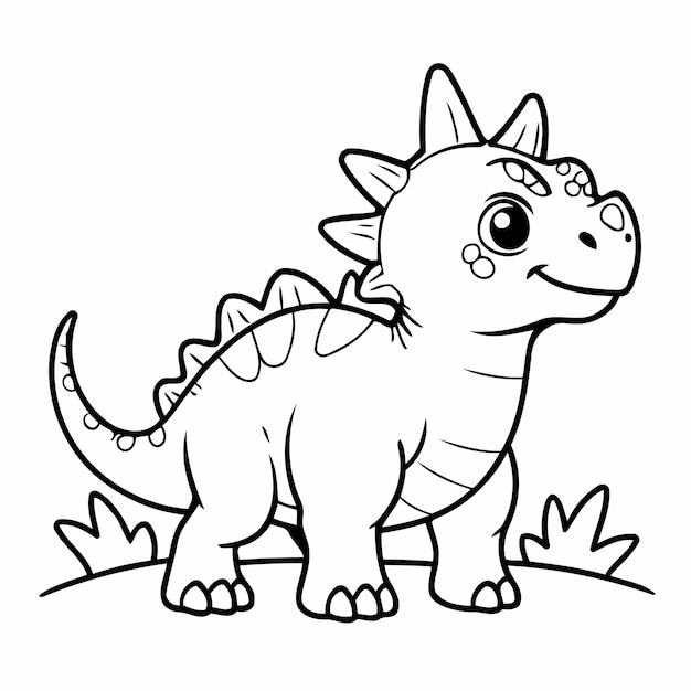 Vector cute vector illustration dino for kids colouring worksheet