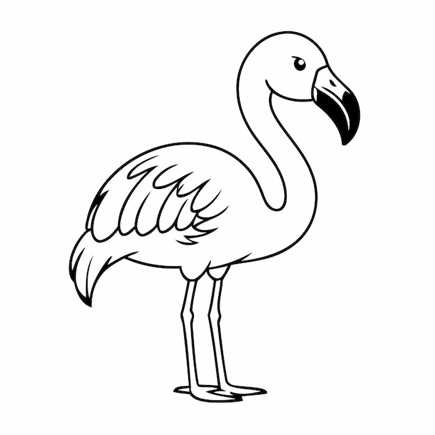 Vettore carina illustrazione vettoriale flamingo doodle per bambini piccoli attività di colorazione