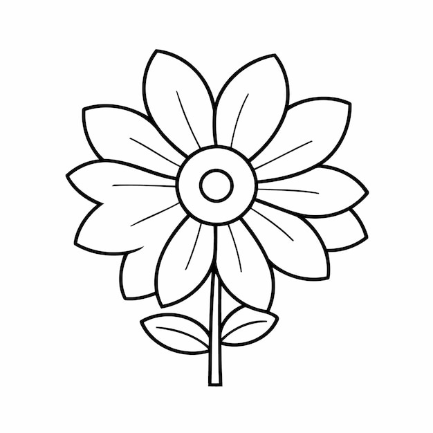 Vector cute vector illustration flower drawing for kids colouring page