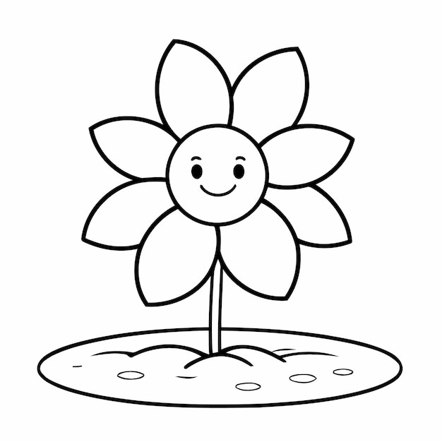 Cute vector illustration Flower for kids colouring page