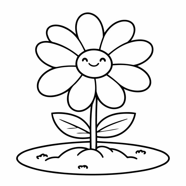 Vector cute vector illustration flower for kids colouring worksheet