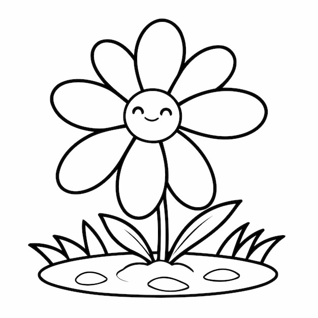 Cute vector illustration Flower for kids colouring worksheet