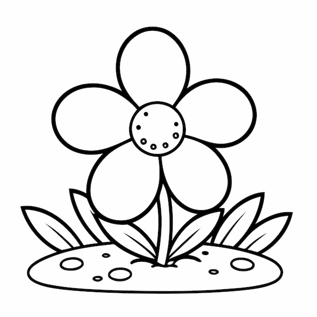 Vector cute vector illustration flower for kids colouring worksheet