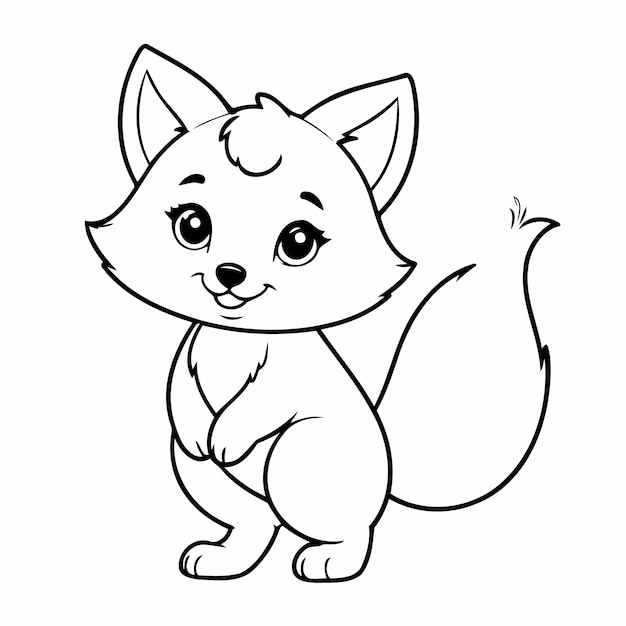 Vector cute vector illustration fox drawing for colouring page