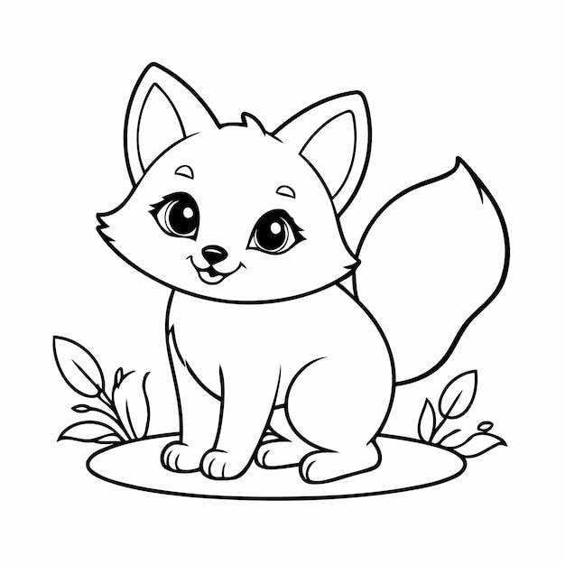 cute vector illustration fox for kids colouring page