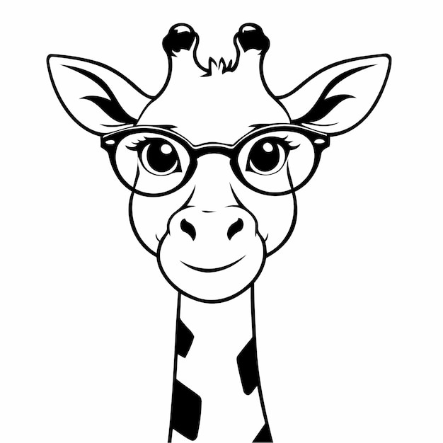 Cute vector illustration Giraffe hand drawn for kids coloring page