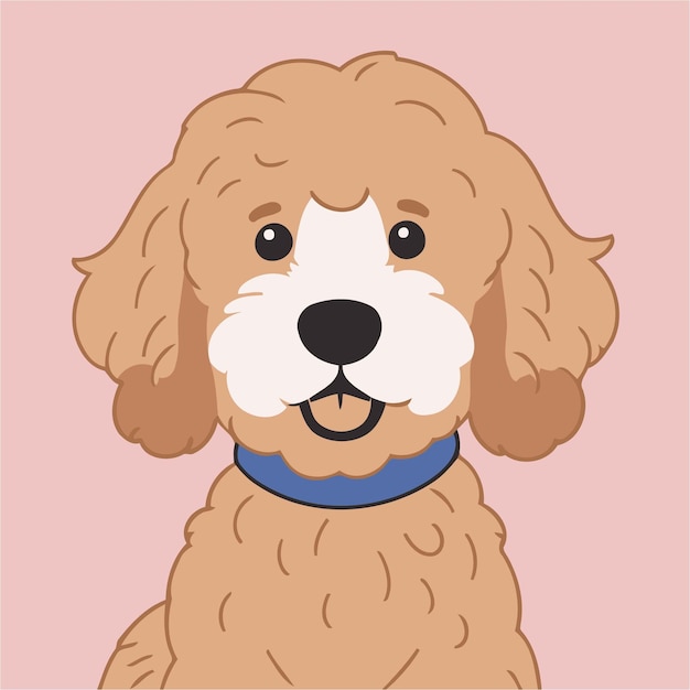 Cute vector illustration of a Goldendoodle for children story book