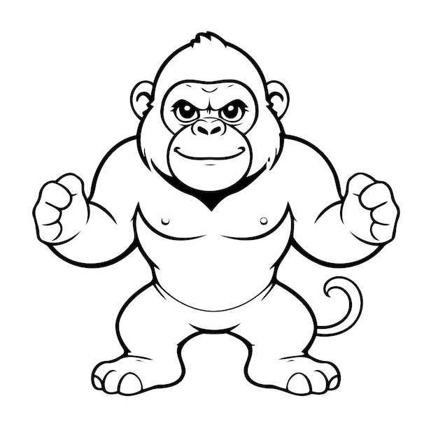 Vector cute vector illustration gorilla doodle for children worksheet