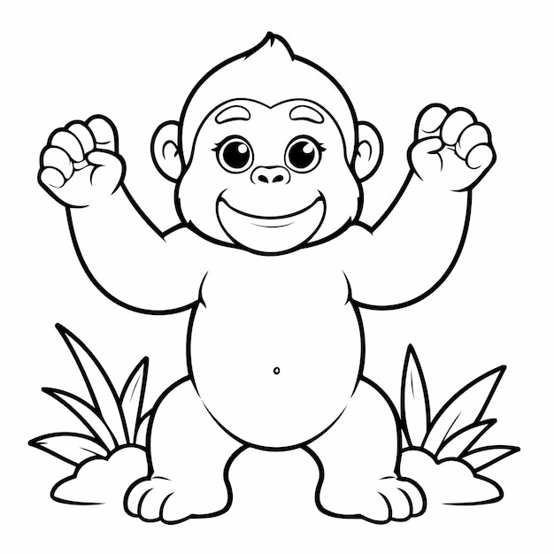 Cute vector illustration Gorilla for kids colouring worksheet