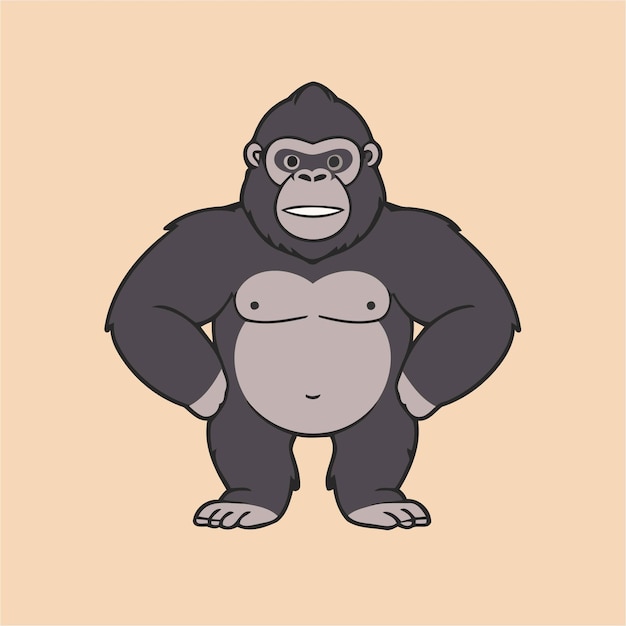 Cute vector illustration of a Gorilla for kids