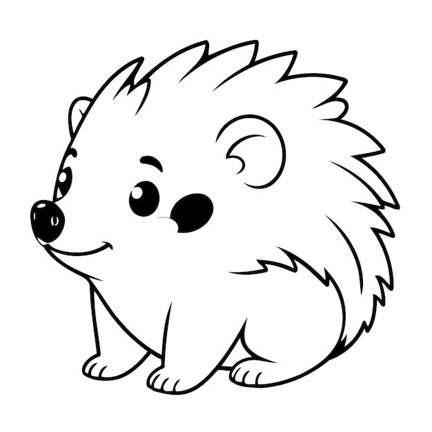 Вектор cute vector illustration hedgehog hand drawn for kids coloring page