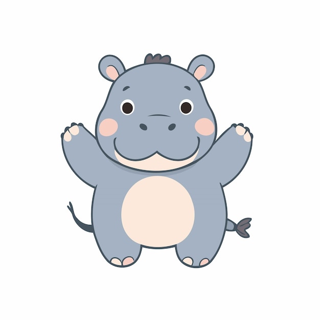 Cute vector illustration of a Hippo for toddlers story books
