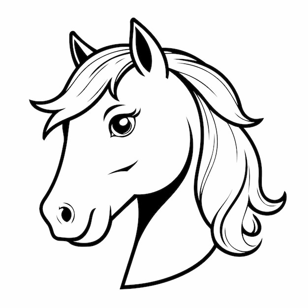 Cute vector illustration Horse doodle for toddlers coloring activity