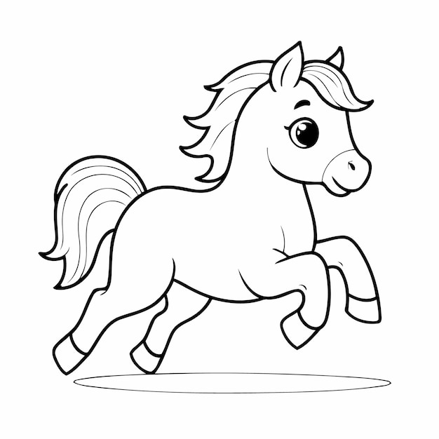 Vector cute vector illustration horse for toddlers colouring page