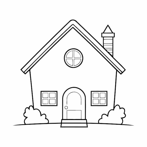 Vector cute vector illustration house for kids colouring page