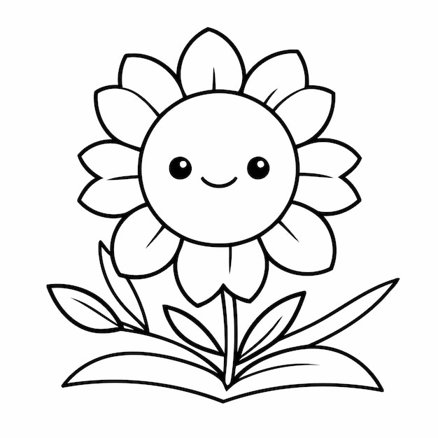 Vettore carina illustrazione vettoriale indoorflower doodle in bianco e nero per bambini pagina