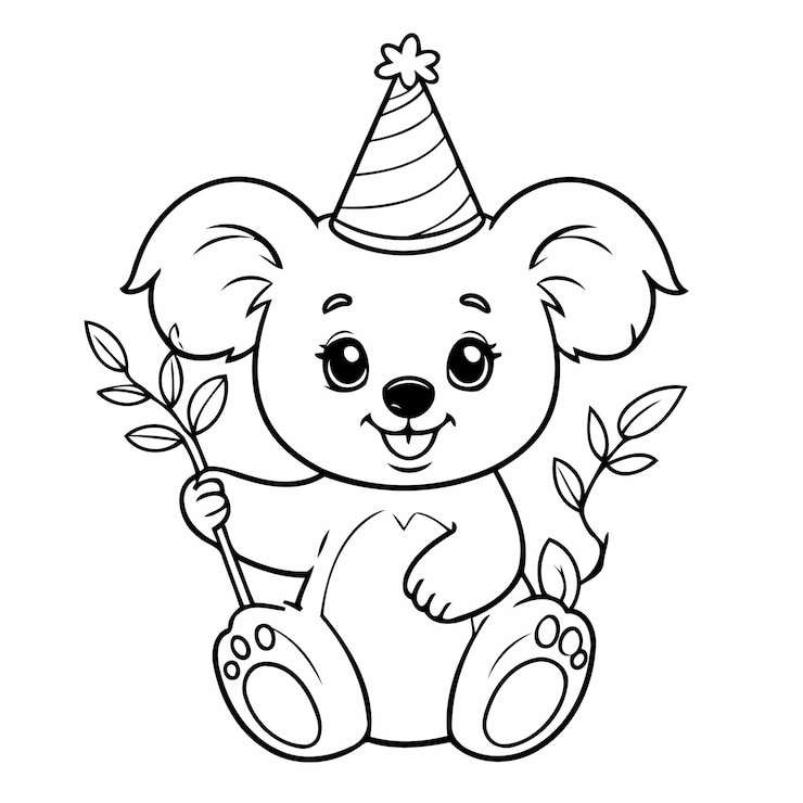 Vector cute vector illustration koala for kids colouring page
