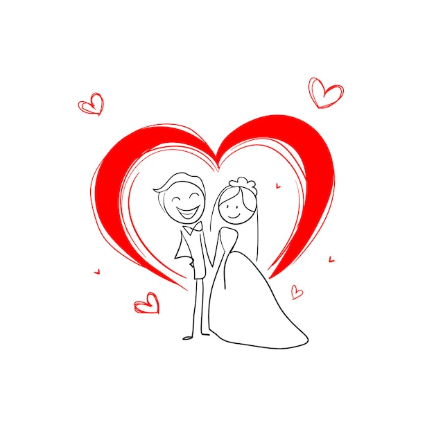 Vector cute vector illustration of love, romance, boy and girl, save the date