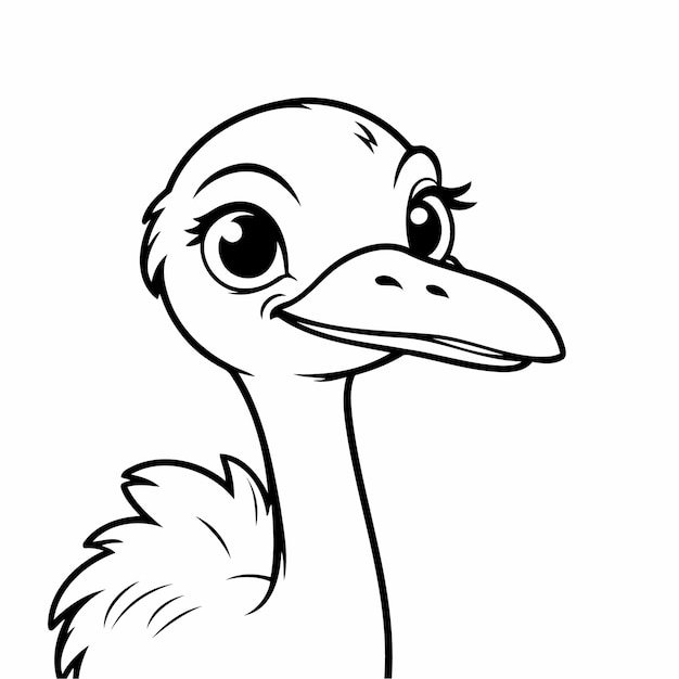 Vector cute vector illustration ostrich for kids colouring worksheet