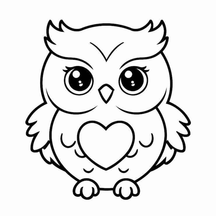 Vector cute vector illustration owl for toddlers colouring page
