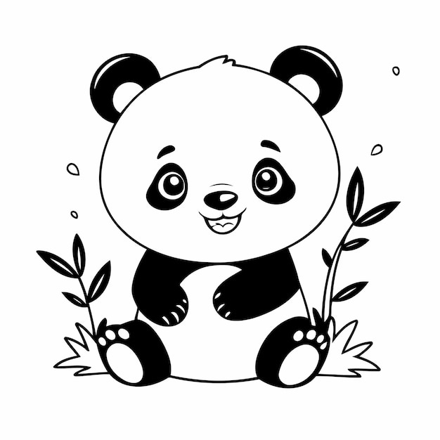 Cute vector illustration Panda for children colouring activity