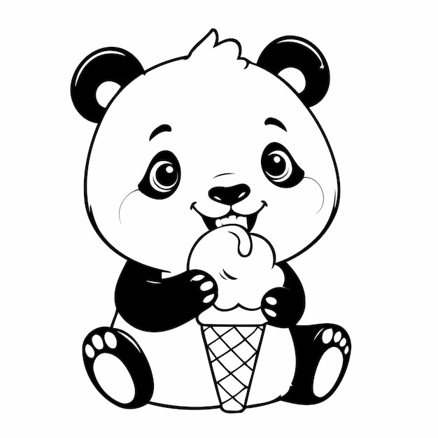 Premium Vector | Cute vector illustration Panda colouring page for kids