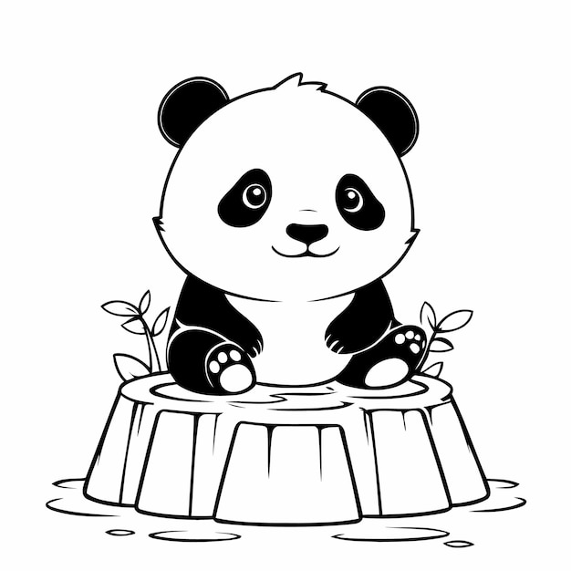 Vector cute vector illustration panda doodle for children worksheet