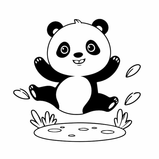 Vector cute vector illustration panda doodle for toddlers worksheet