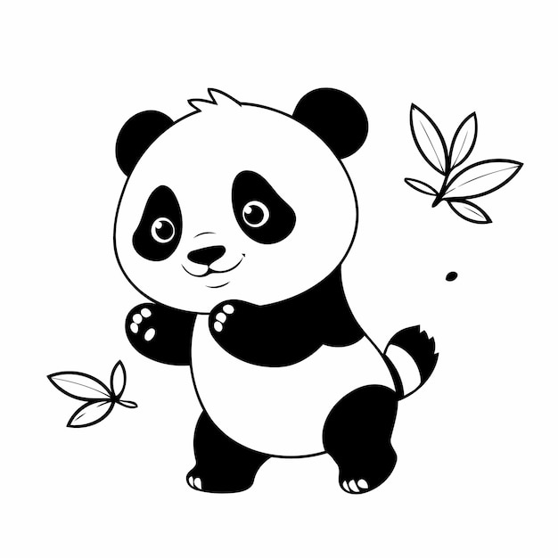 Vector cute vector illustration panda drawing for kids page