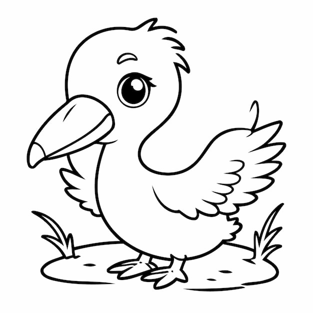 Милая векторная иллюстрация Пеликан для детей страница для раскрашивания