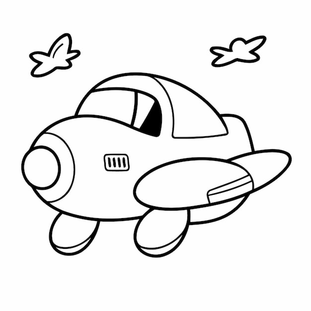 ベクトル 可愛いベクトルイラスト 幼児用飛行機のドゥードルワークシート